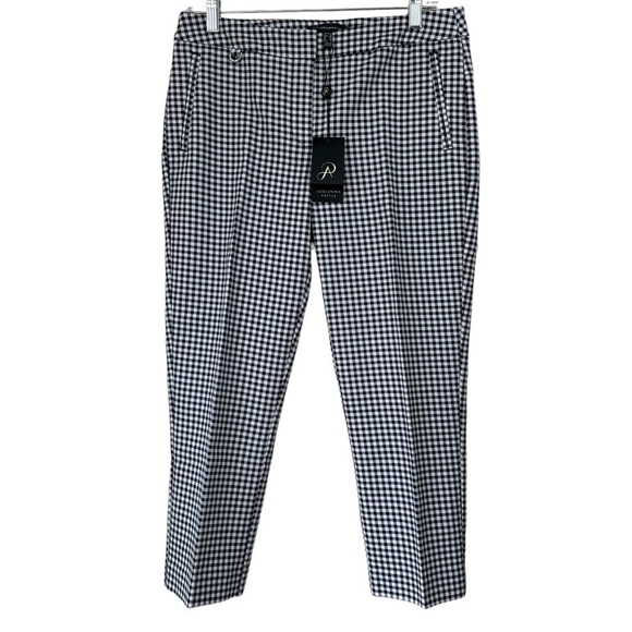Adrianna Papell Kate Fit Printed Capri Pants, Gingham, Black White, size 8 - Picture 4 of 9
